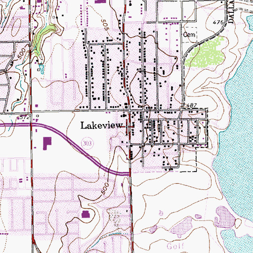 Topographic Map of Lakeview Baptist Church, TX