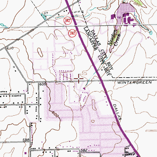 Topographic Map of Lancaster Community Baptist Church, TX