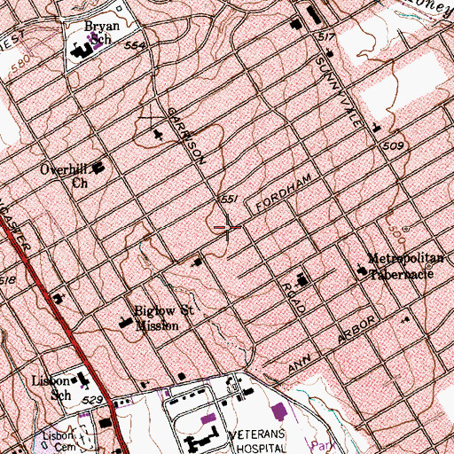 Topographic Map of Greater Mount Everest Baptist Church, TX