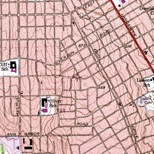 Topographic Map of Greater Mount Gilead Missionary Baptist Church, TX