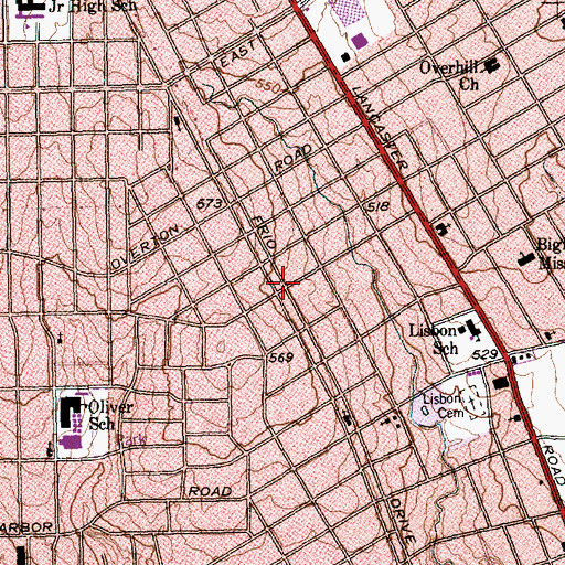 Topographic Map of Greater Mount Herman Baptist Church, TX