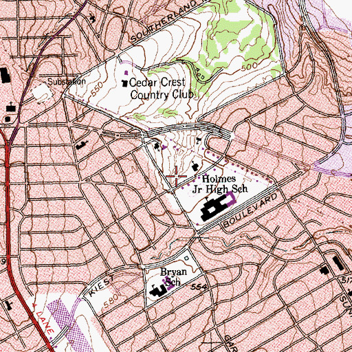 Topographic Map of Greater Saint James Baptist Church, TX