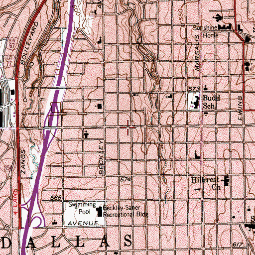 Topographic Map of Greater True Light Baptist Church, TX