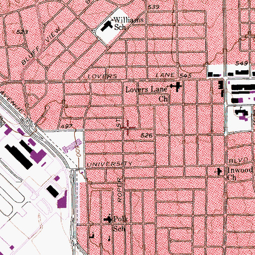 Topographic Map of Greater Zion Baptist Church, TX