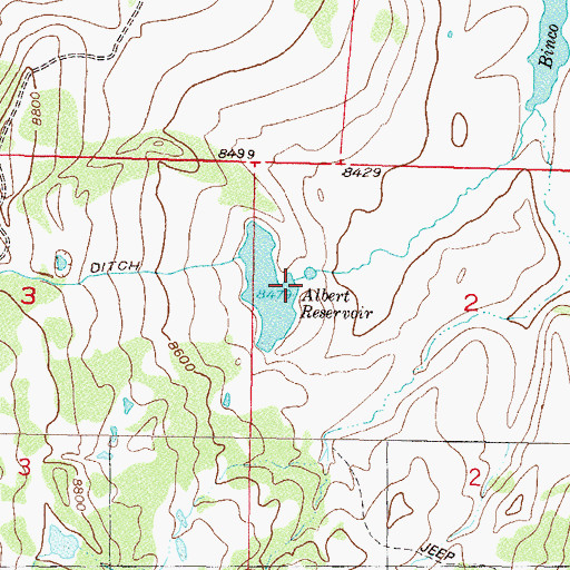 Topographic Map of Albert Dam, CO