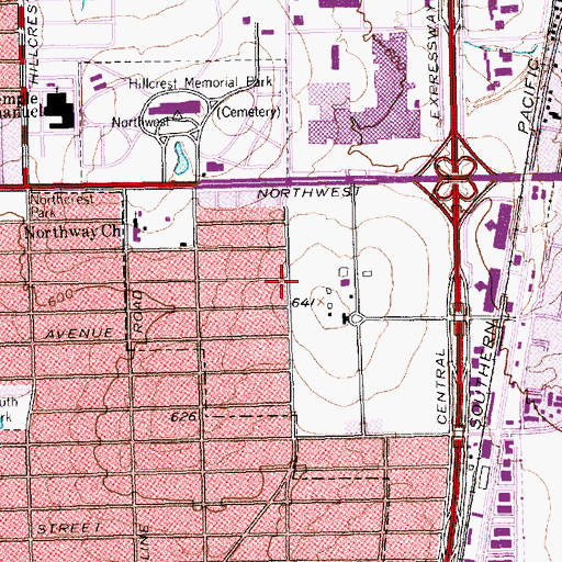 Topographic Map of Highland Baptist Church, TX