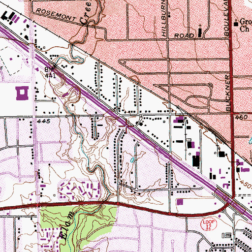 Topographic Map of Iglesia Bautista Betania Church, TX
