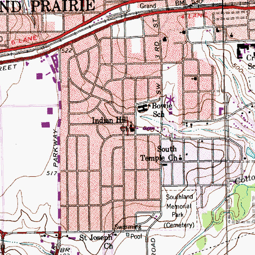 Topographic Map of Indian Hills Baptist Church, TX