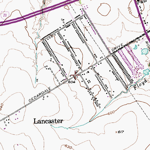 Topographic Map of Johnson Chapel Baptist Church, TX