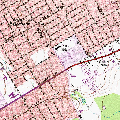 Topographic Map of Judea Baptist Church, TX