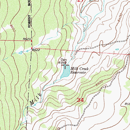 Topographic Map of Milk Creek Dam, CO