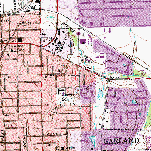Topographic Map of Kaiser Saint Baptist Church, TX