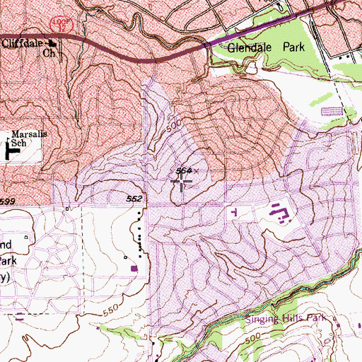 Topographic Map of King of Glory Baptist Church, TX