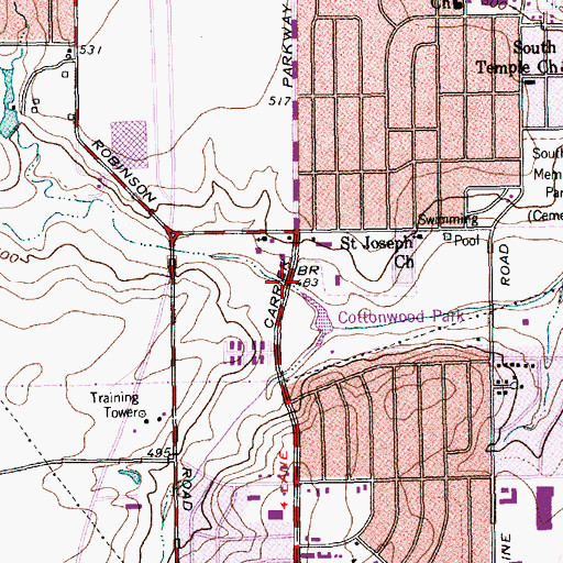 Topographic Map of Korean Dongsan Baptist Church, TX