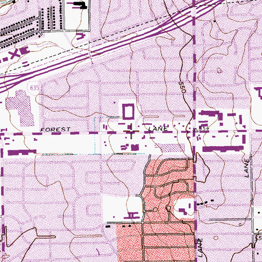 Topographic Map of Korean First Baptist Church, TX