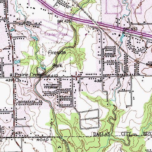 Topographic Map of Fireside Drive Baptist Church, TX
