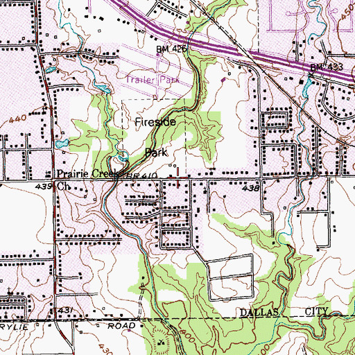 Topographic Map of Fireside Primitive Baptist Church, TX
