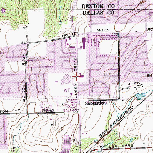 Topographic Map of First Baptist Church, TX