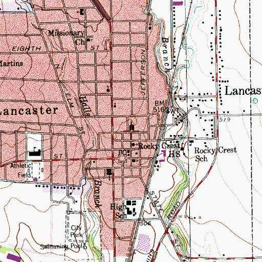 Topographic Map of First Baptist Church of Lancaster, TX
