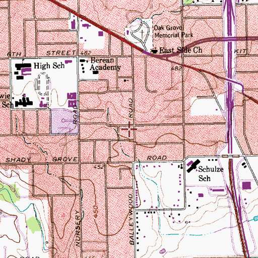 Topographic Map of First General Baptist Church, TX