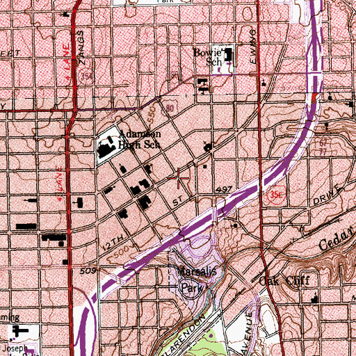 Topographic Map of Full Gospel First Missionary Baptist Church, TX