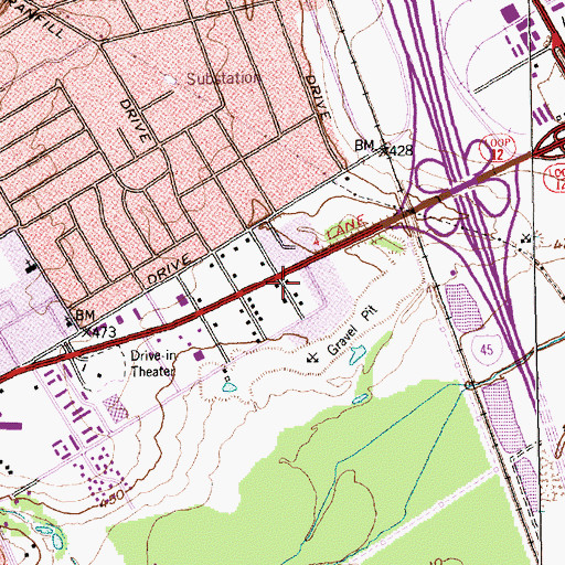 Topographic Map of Golden Chain Missionary Baptist Church, TX