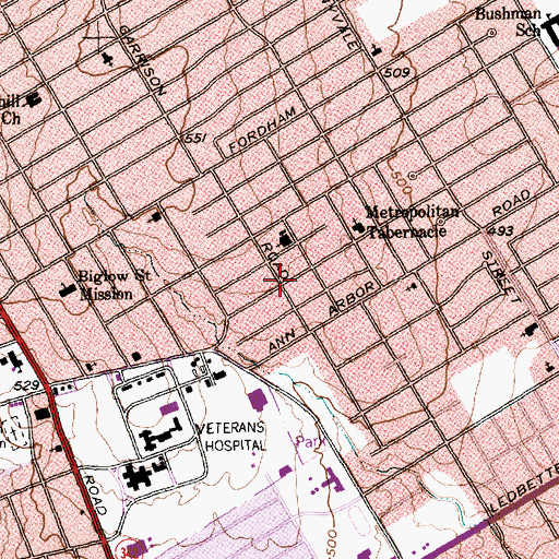Topographic Map of Grace of God Baptist Church, TX