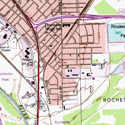Topographic Map of Grand Central Missionary Baptist Church, TX