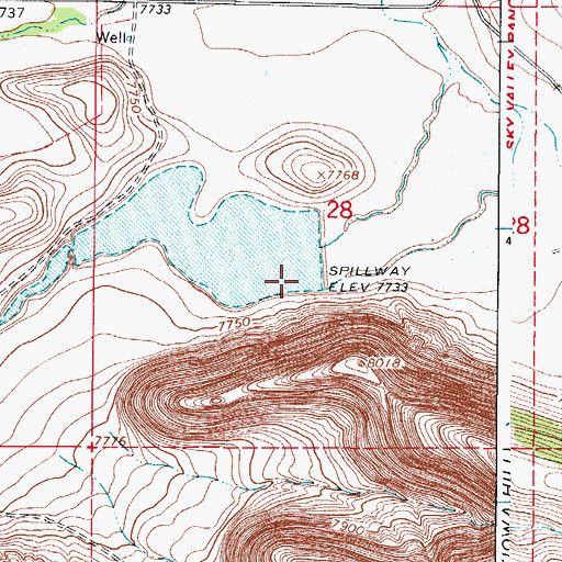 Topographic Map of Cave Lake Dam, CO
