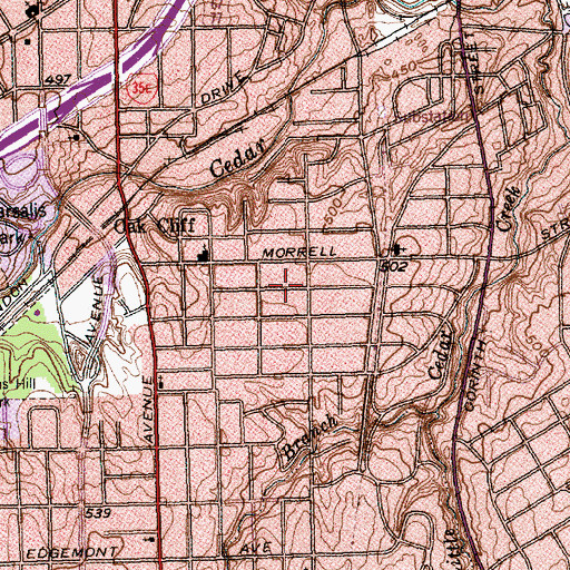 Topographic Map of Faith Memorial Baptist Church, TX
