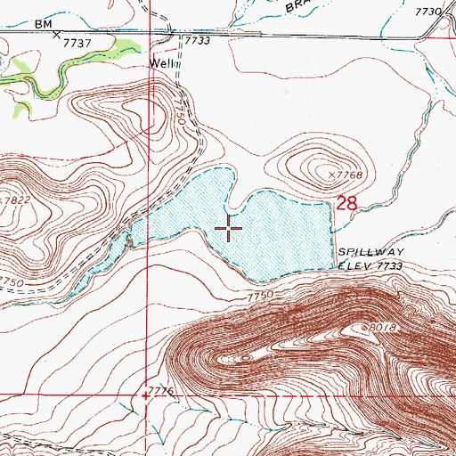 Topographic Map of Cave Lake Reservoir, CO