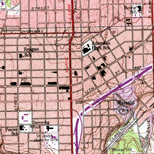 Topographic Map of Cliff Temple Baptist Church, TX