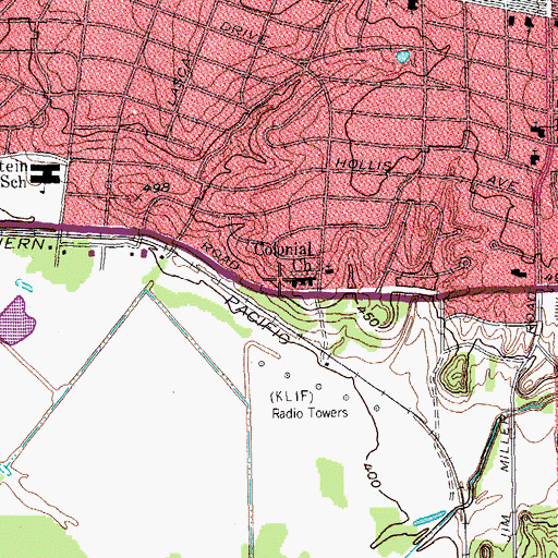 Topographic Map of Colonial Baptist Church, TX