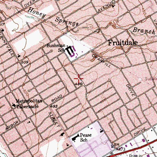 Topographic Map of Dallas Christian Hope Baptist Church, TX