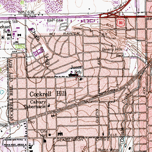 Topographic Map of Dallas Park Baptist Church, TX