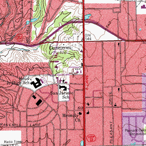 Topographic Map of Ebenezer Missionary Baptist Church, TX