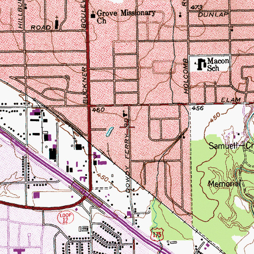 Topographic Map of Elam Baptist Church, TX