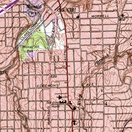 Topographic Map of Ewing Avenue Baptist Church, TX