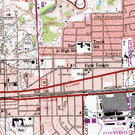 Topographic Map of Fairview Baptist Church, TX