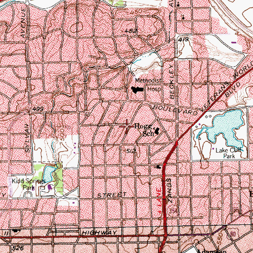 Topographic Map of Bishop Avenue Baptist Church, TX