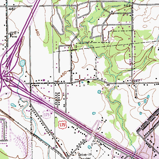Topographic Map of Blessed Hope Baptist Church, TX