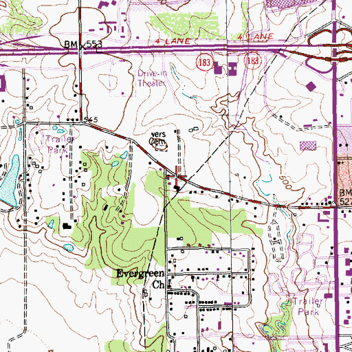Topographic Map of Calvary Korean Baptist Church, TX