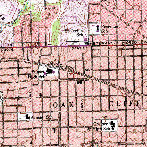 Topographic Map of Calvery Baptist Church, TX