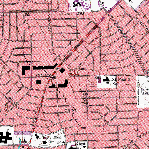 Topographic Map of Casa View Baptist Church, TX