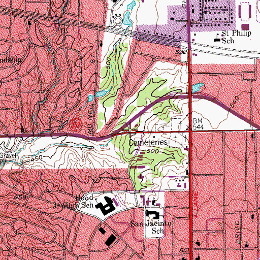 Topographic Map of First Southern Methodist Church of Dallas, TX