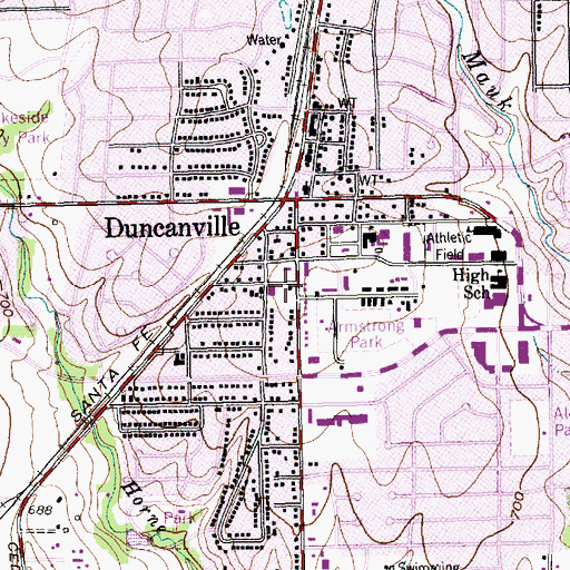 Topographic Map of First United Methodist Church of Duncanville, TX