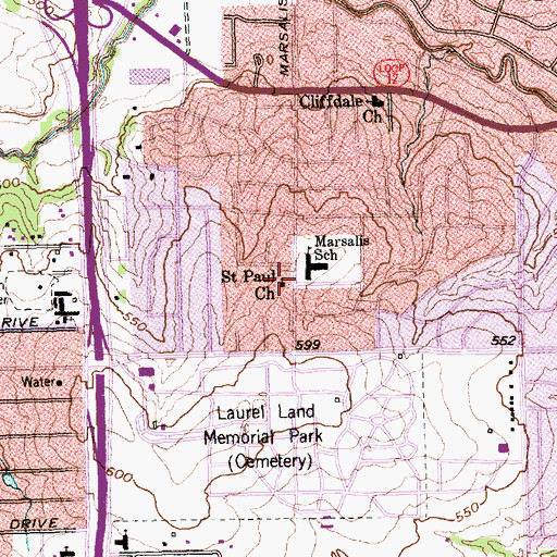 Topographic Map of Saint Paul Lutheran Church, TX
