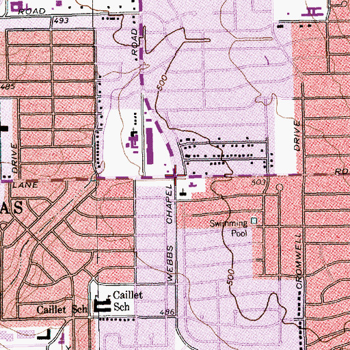 Topographic Map of Walnut Hill Lutheran Church, TX