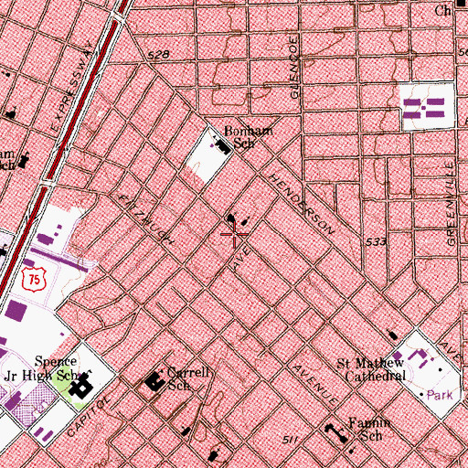 Topographic Map of Agape Memorial United Methodist Church, TX