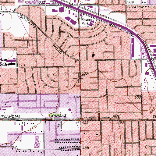 Topographic Map of Bethel Methodist Church of Irving, TX